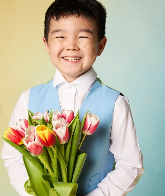 With Tulip Bouquet